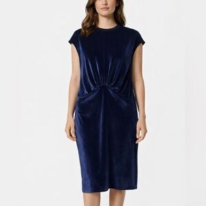 UNTTLD Velvet Midi Dress Women’s Size 8 Navy Blue Ruched Cocktail Elegant Canada